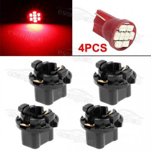 4pcs t10 194 led bulbs red dash lights with 5/8 inch twist lock lamp sockets