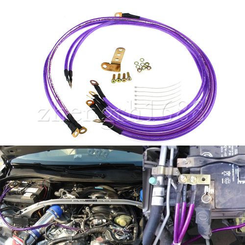 Purple one set of universal 5 points grounding earth cable wire kit performance