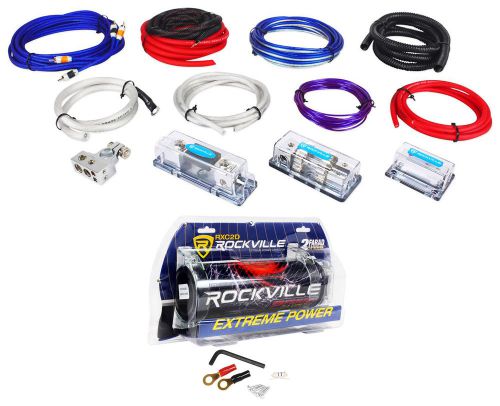 Rockville rda4+8k dual 4/8 awg  multi-amp true gauge wire kit+2 farad capacitor