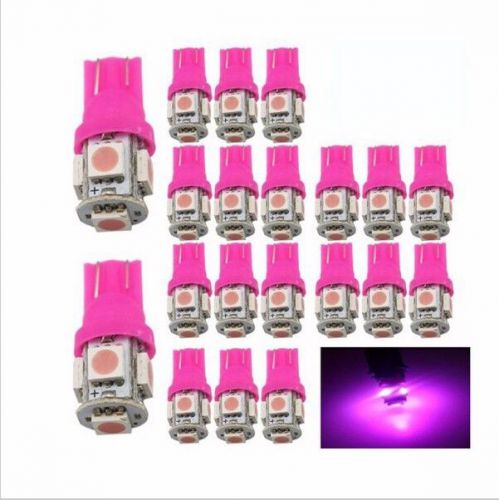 100pcs pink t10 5050 w5w 5 smd led bulb car replacement  lights wedge 194 168