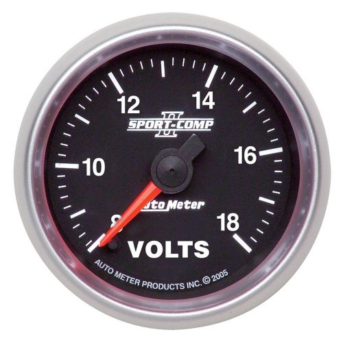 Auto meter 3691 sport-comp ii 2-1/16&#034; 8-18v full sweep electric voltmeter
