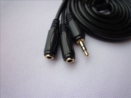 1.5m akihabara 3.5mm stereo splitter cable 1 male to 2 female / black