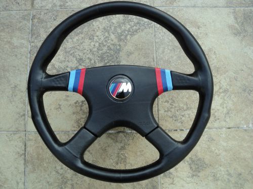 Oem momo bmw m-power leather steering wheel,bmw e21,e28,e30,e32,e34,m3,m5,2002