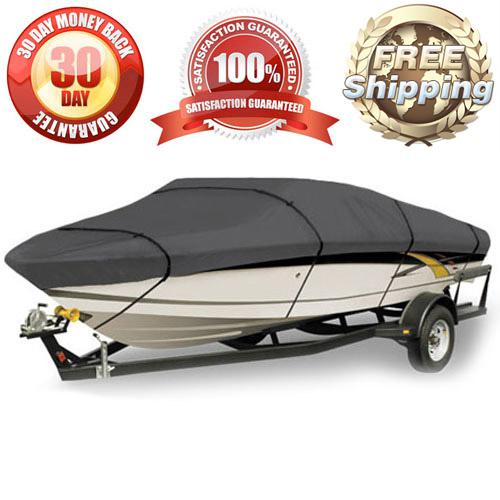 Waterproof boat cover v-hull fishing boat 14' 15' 16' ft gray storage covers