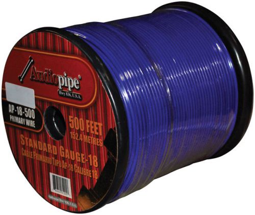 (pw18) 18ga wire 500&#039; blue audiopipe ap18500bl wire