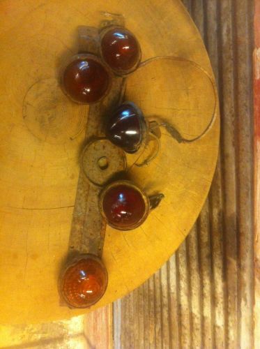 5 vintage bullet red &amp; amber glass lens 12 volt fender light lamp hot rod