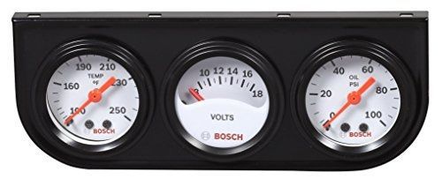 Bosch sp0f000017 style line 1-1/2&#034; mini triple gauge kit (white dial face, black