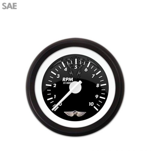 Tachometer gauge with emblem - ghost tribal series, white modern needles g force