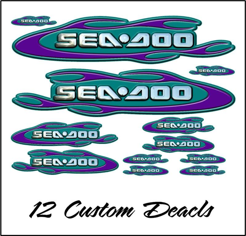 Sea doo owners speedster, challenger, rxp,rxt,gtx,graphics decals -teal purple