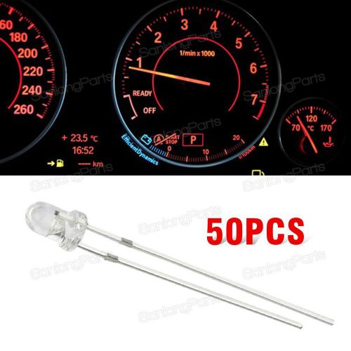 50x red 3mm emitting diode led lights dashboard speedometer indicators 12v