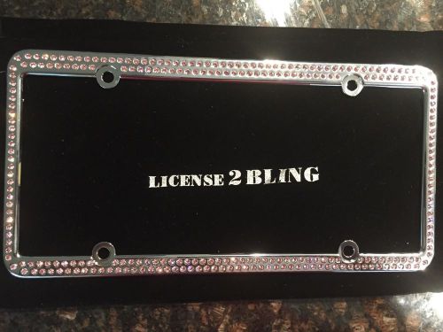 License 2 bling 256 swarovski pink crystals chrome license plate frame
