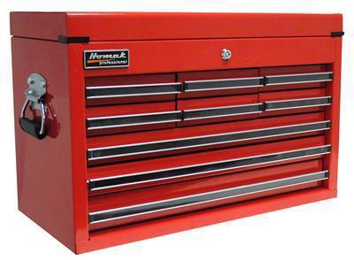 Homak toolboxes tool chest 9-drawer steel red powdercoated 26.250"wx12"dx16.50"h
