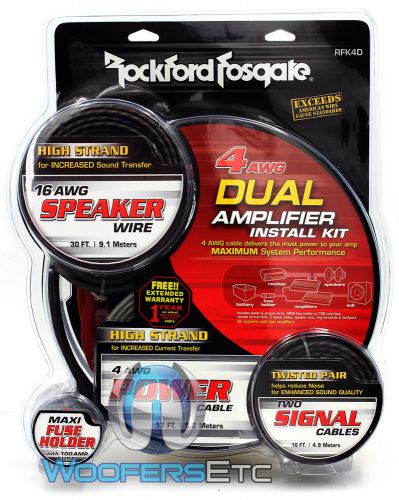 Rfk4d rockford fosgate 4 awg complete dual amplifier installation kit