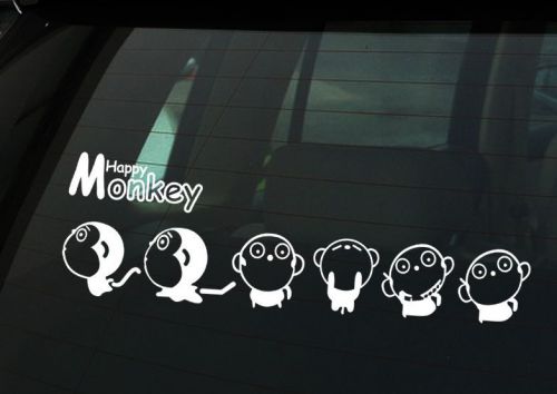 Happy monkey funny cartoon sticker car body tail vinyl decals stickers