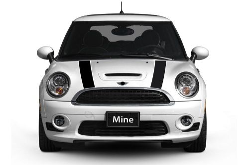 Mini cooper 2007-2013 black and white hood stripe decals - exact fit no trimming