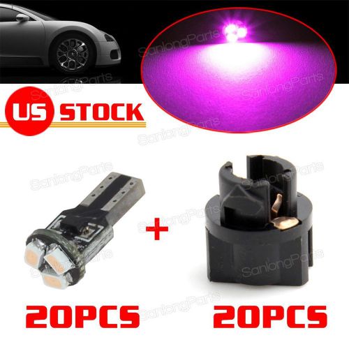 20pcs pink t5 74 led bulbs dashboard lights instrument speedometer replace 12v
