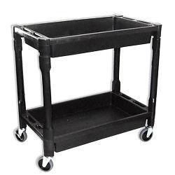 300lb 2 trays shelves plastic pvc utility service cart durable hd  lock casters