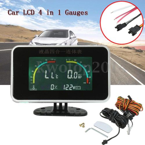 Car auto 4 in 1 lcd digital display voltmeter/water temp/oil pressure/fuel gauge