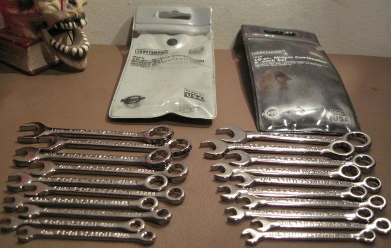 New craftsman midget combination wrenches 2 sets standard & metric 20 in all