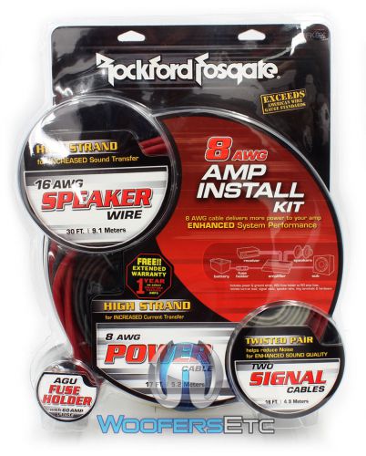 Rfk8x rockford fosgate 8 awg gauge amp subwoofer amplifier wire installation kit