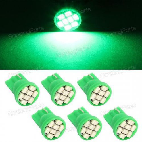 6pcs green t10 led bulbs w5w 8-epistar smd instrument cluster gauge light lamp
