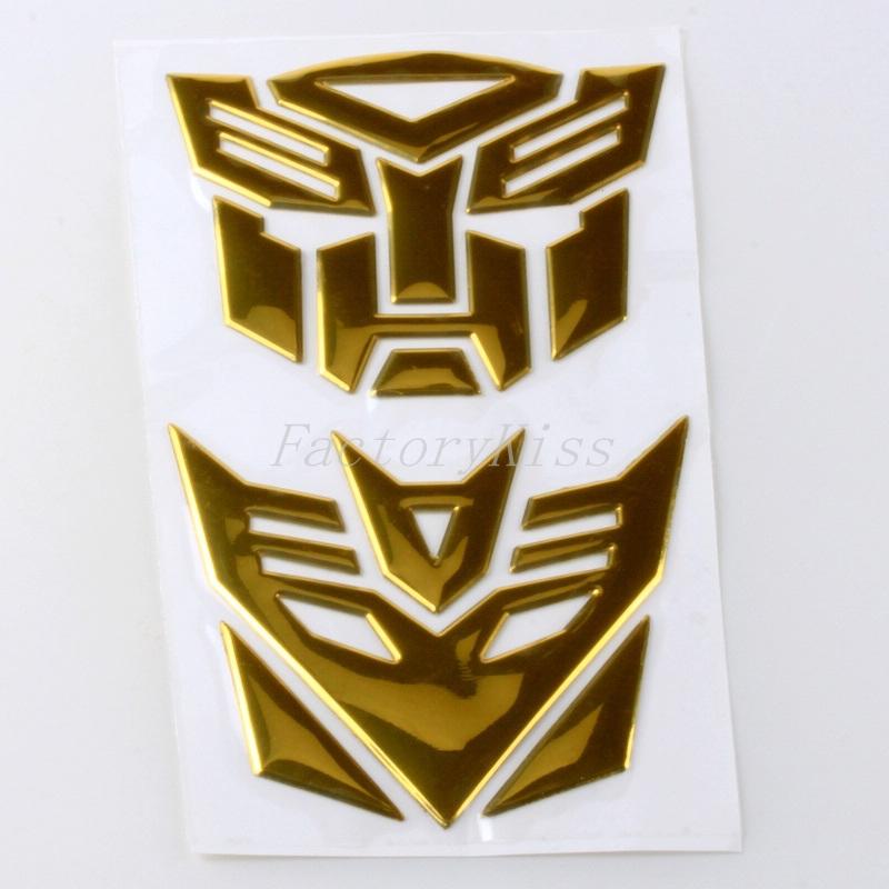 New transformers emblem sticker decal autobot & decepticon gold