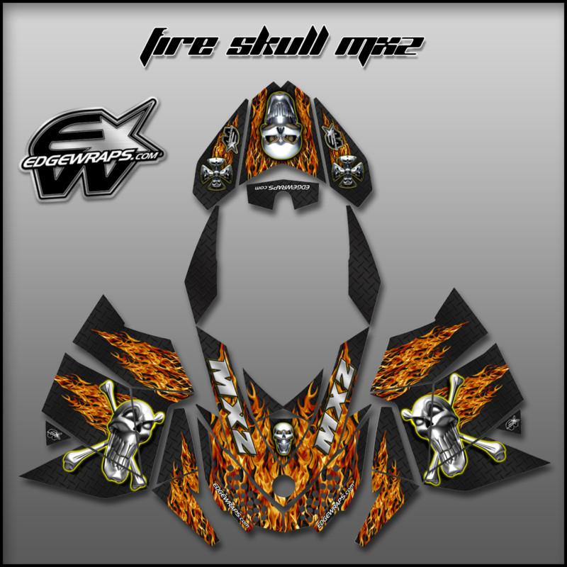 Ski doo rev, xp, mxz, custom graphics decal kit - 08/12 fire skull mxz