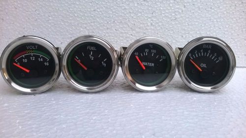 El gauges 52mm (4pc) - oil pressure bar + water temp &#034;c + fuel gauge + volt