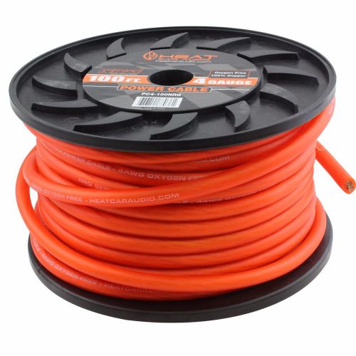 4 gauge awg 100 ft foot car amp power ground wire cable orange pc4-100nrg