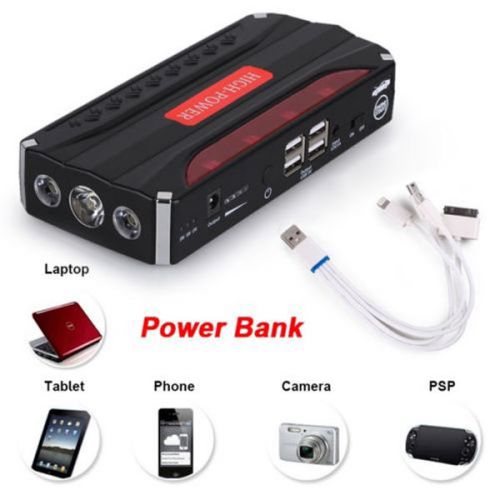 Safe helpful 3led torch car jump starter pack booster battery charger usb power