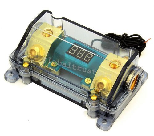 Car auto radio gold fuse holder digital volt meter gauge power wire input&amp;output