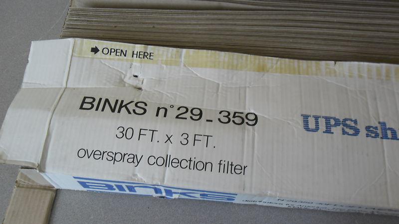 New binks 29-359 paintbooth overspray collection filter 3' x 30'
