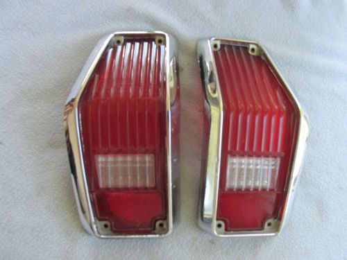 Pair of original taillight lenses &amp; bezels for 1971-1977 chevrolet vega wagon