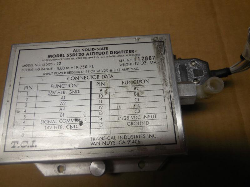 :   tras-cal ssd120 altitude digitizer tso.  14volts or 28 volts