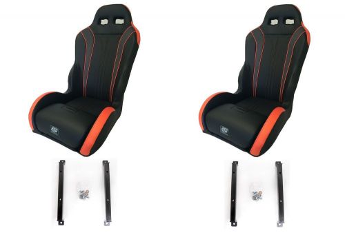 Twisted stitch vortex front seats black/orange w/ bases (pair) polaris rzr xp1k