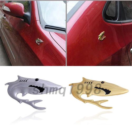 Creative car metal sliver 3d shark badge truck auto motor sticker decals new