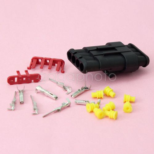 Useful 1 kit 4pin way sealed electrical wire connector plug black for car auto