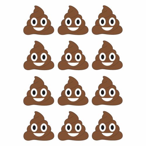 Poop emoji sticker qty: 12 (1.5&#034; x 1.5&#034;)  - car truck window laptop iphone funny