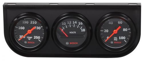 Bosch 2&#034; mechanical triple gauge kit black / black bezel new fst8218 warranty
