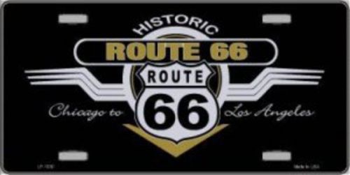 Route 66 historic shield with wings metal license plate
