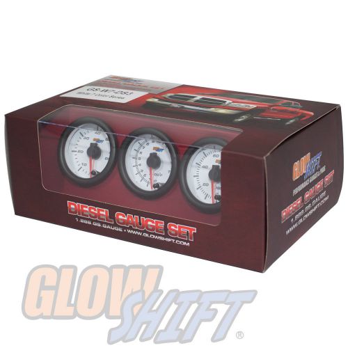Glowshift white 7 color diesel gauge set - boost pyrometer egt 100 fuel pressure
