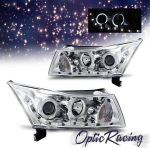 [led halo] for 2011-2014 chevy cruze projector chrome headlights pair