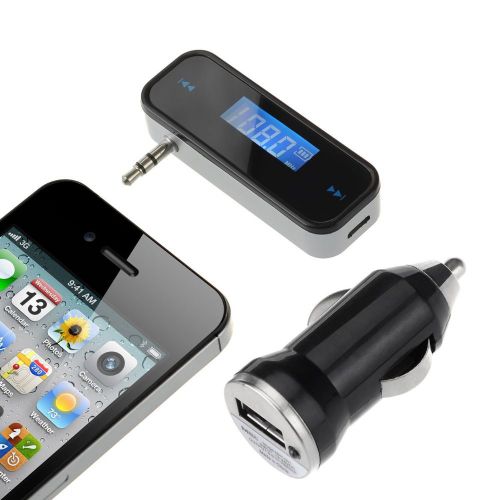 3.5mm fm transmitter in-car wireless radio adapter hands-free for iphone htc lg