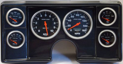 78-81 chevy g body carbon dash carrier w/ auto meter sport comp electric gauges
