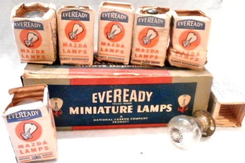 B) lot of 7 eveready mazda ge auto lamp bulbs; 1940s; new-old stock; orig. box