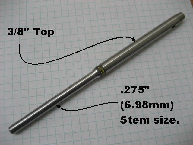 Pilot for 3/8" top valve seat cutting systems. ..275" (6.98mm) stem/guide size