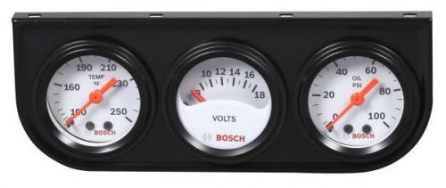Bosch 1 1/2&#034; mechanical mini triple gauge kit white / black bezel fst8091