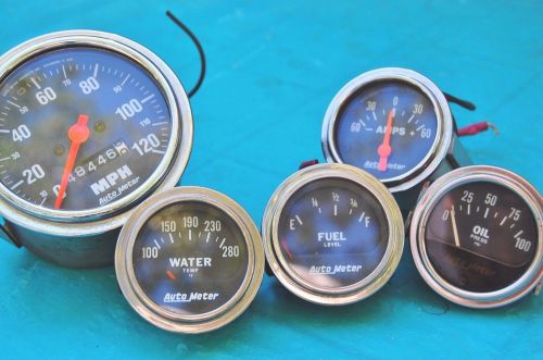 5 piece autometer gauge set - speedo-amp-oil-fuel-water