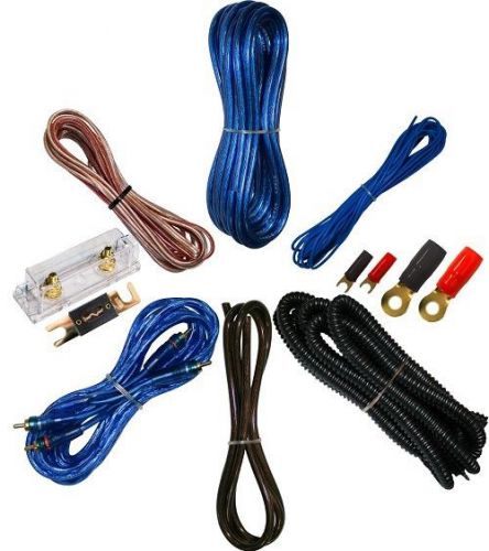 0 gauge amplfier power kit amp install wiring complete 1/0 ga cables 6500w blue