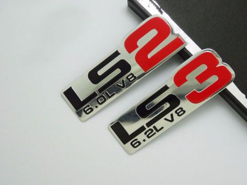 2 x ls2 ls3 6.0l v8 car emblem for chevrolet auto rear trunk badge deacl sticker